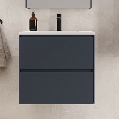 Style Line Тумба с раковиной Лима 60 Plus подвесная эмаль графит матовая – фотография-3